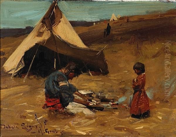 Dakota Sioux Oil Painting by Gilbert Gaul