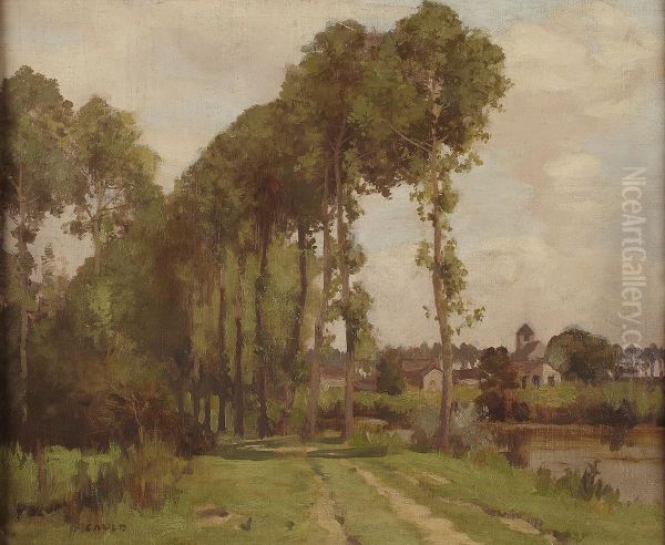 A Wooded River Landscape, France Oil Painting by David Gauld