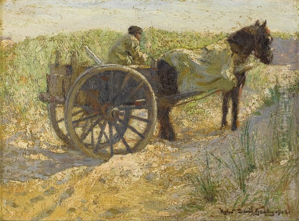 Horse With Carriage Oil Painting by Robert David Gauley