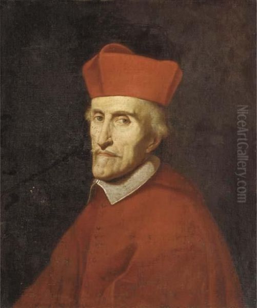 Portrait Of A Cardinal, Half-length Oil Painting by Giovanni Battista (Baciccio) Gaulli