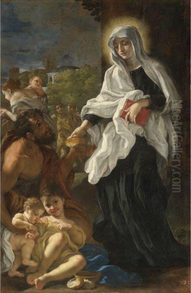 The Blessed Ludovica Albertoni Distributing Alms Oil Painting by Giovanni Battista (Baciccio) Gaulli