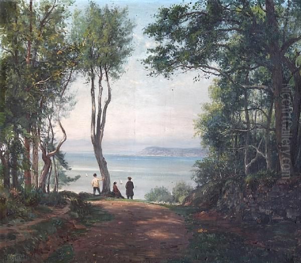 La Cote De Grace, Honfleur Oil Painting by Alexandre J. Gaumel