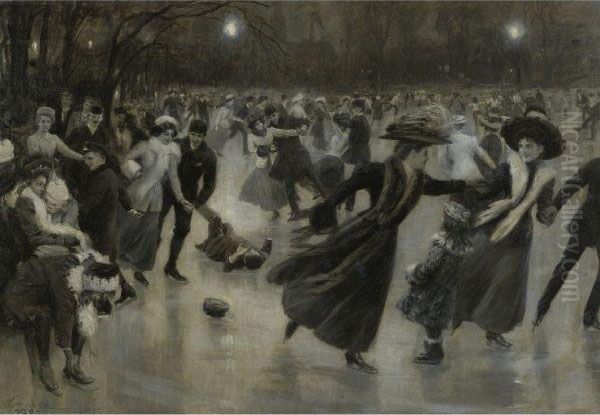 Party On The Ice Oil Painting by Wilhelm Gause