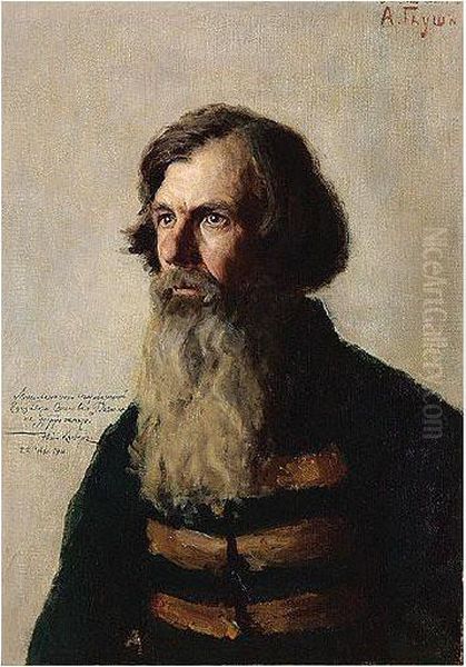 Portrait Of Bearded Izvozchik Oil Painting by Alexandre Fedorovich Gaush