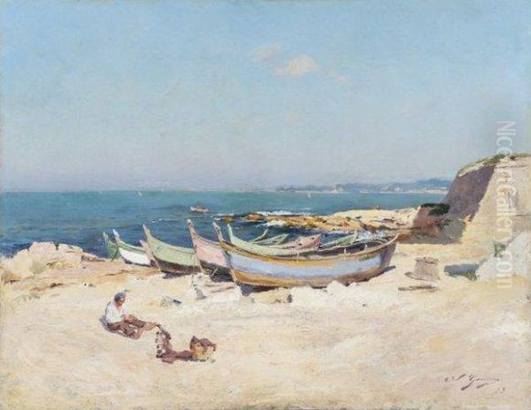 Pointus Sur La Plage Oil Painting by Adolphe Gaussen