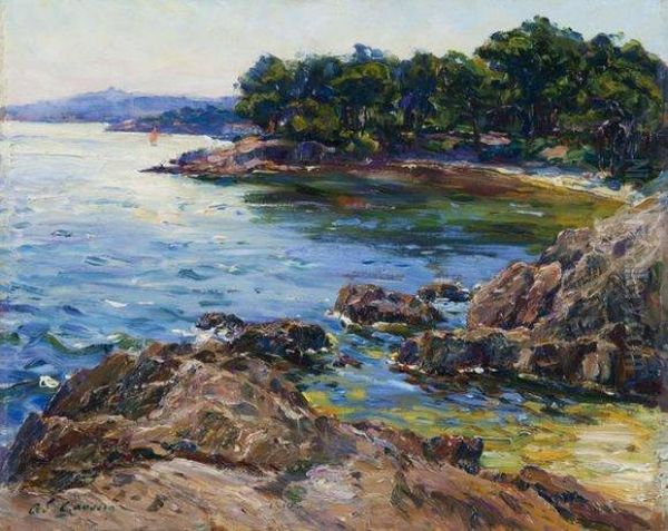 Vue D'une Calanque Oil Painting by Adolphe Gaussen