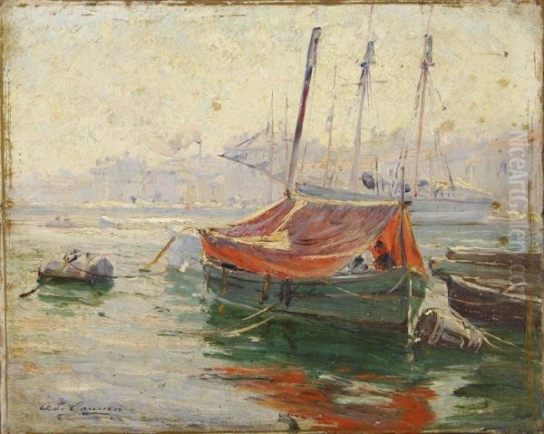 Coin De Port Dans Le Midi Huile Surtoile Oil Painting by Adolphe Gaussen