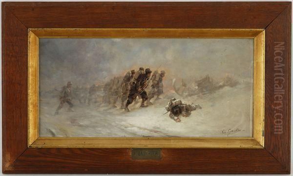 Soldats Bravant Le Froid Oil Painting by Leon Ambroise Gauthier