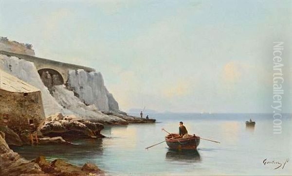 Pecheur En Bord De Mer. Oil Painting by Louis Francois Gautier