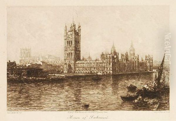 Houses Of Parliament Oil Painting by Lucien Gautier