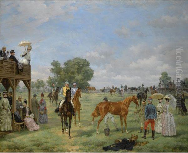 Aux Courses De Texonnieras Oil Painting by Pierre Gavarni