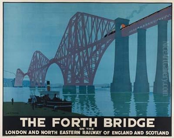 The Forth Bridge. 1928. Oil Painting by Henry George Gawthorn