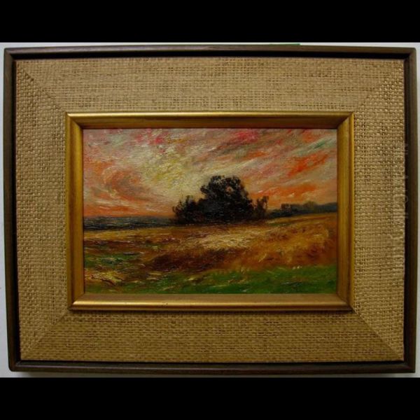 Swirling Skies Over Farm Field Oil Painting by Edward B. Gay