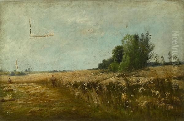 Harvesting Wheat Oil Painting by Edward B. Gay