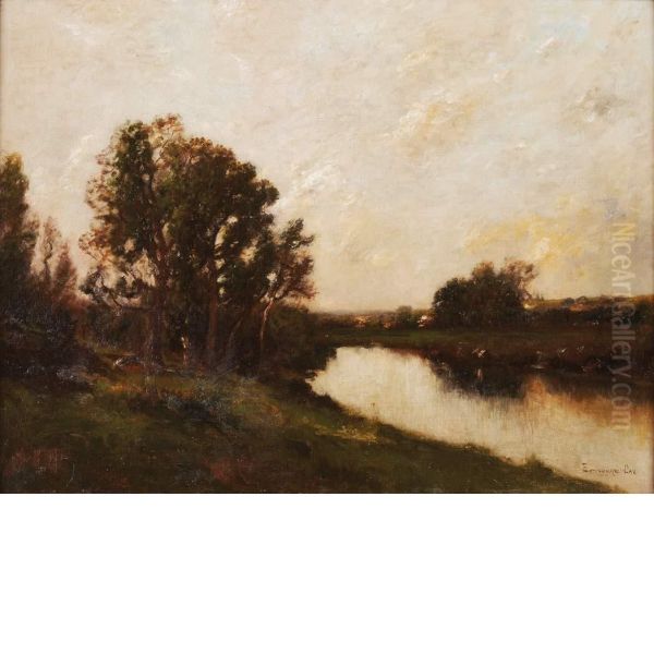 Landscape At Dusk Oil Painting by Edward B. Gay