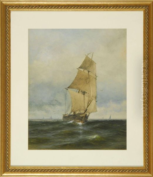 Ship At Sea Oil Painting by George Howell Gay