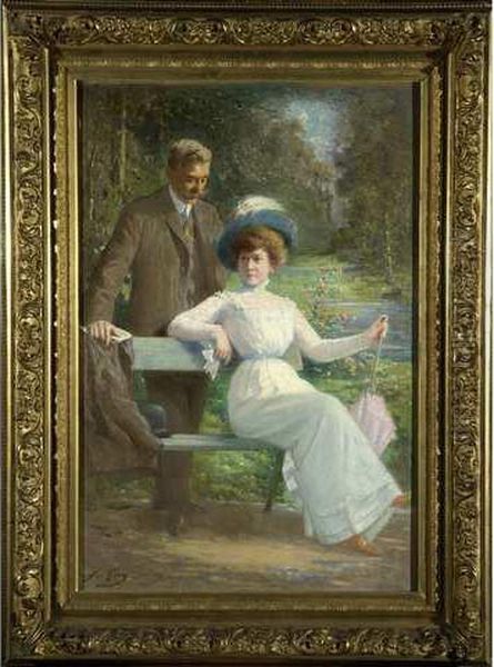 :couple Au Parc Oil Painting by Jacques-Louis Gay