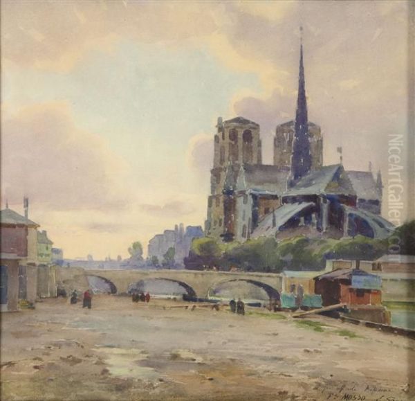 Veduta Di Notre Dame De Paris Oil Painting by Eugenio Gays