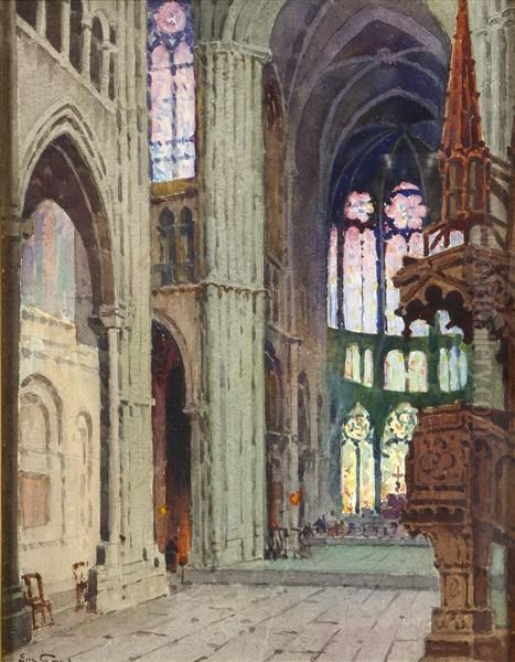 Interno Di Cattedrale Oil Painting by Eugenio Gays