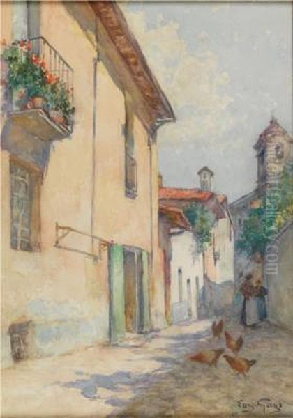 Scorcio Di Vita Di Paese Oil Painting by Eugenio Gays