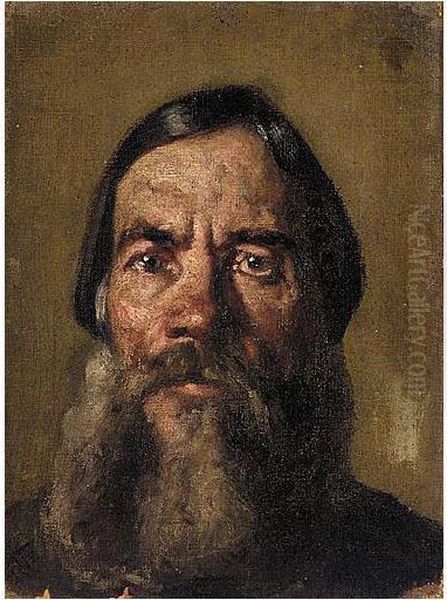 Portrait Of A Bearded Peasant Oil Painting by Nikolai Nikolaevich. Ge