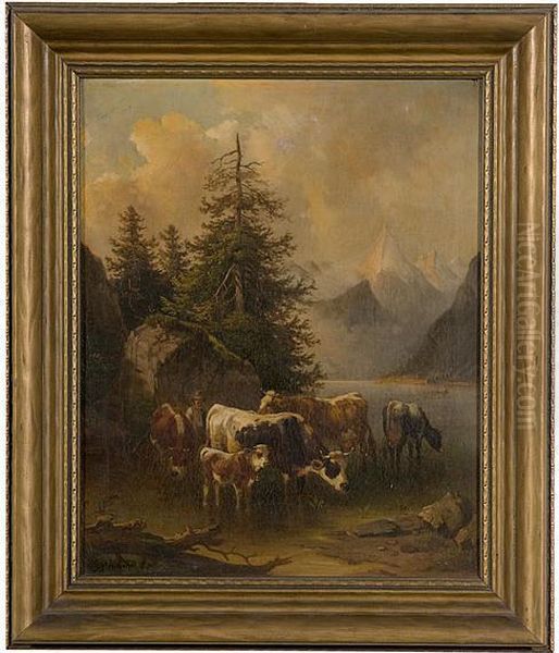 Pastoral Scene Oil Painting by Christian David Gebauer