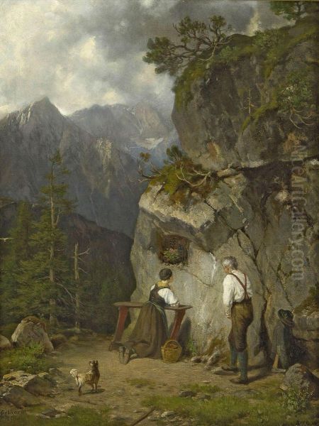 Am Marterl Oil Painting by Ludwig Gebhardt