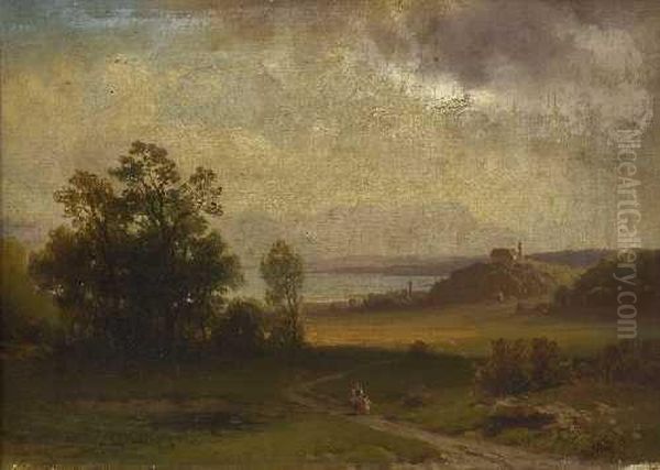 Landschaft Mit Blick Auf Den Starnberger See Oil Painting by Ludwig Gebhardt