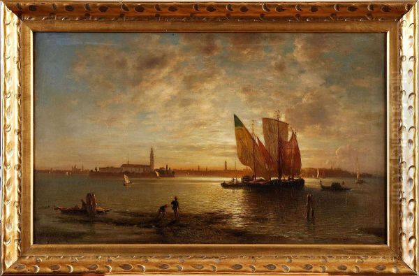 Venedig I Skymning Oil Painting by Ludwig Gebhardt