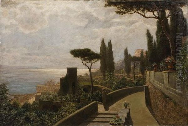 Napoli, I Giardini Di Posillipo Oil Painting by Ludwig Gebhardt