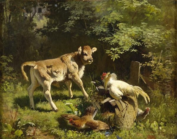 Gegenseitige Uberraschung. Oil Painting by Friedrich Otto Gebler