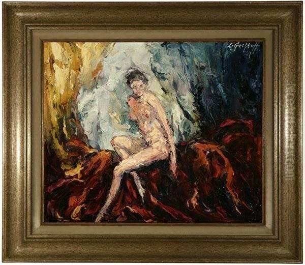 Seated Nude Oil Painting by Leonid Gechtoff