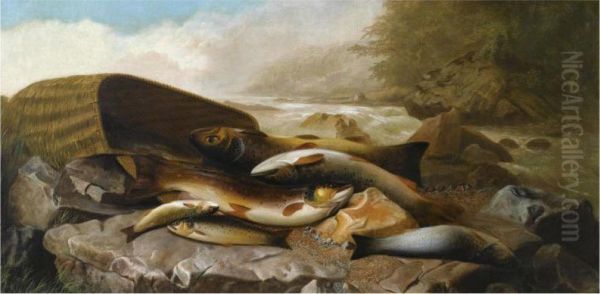 Wild Salmon Oil Painting by William Geddes