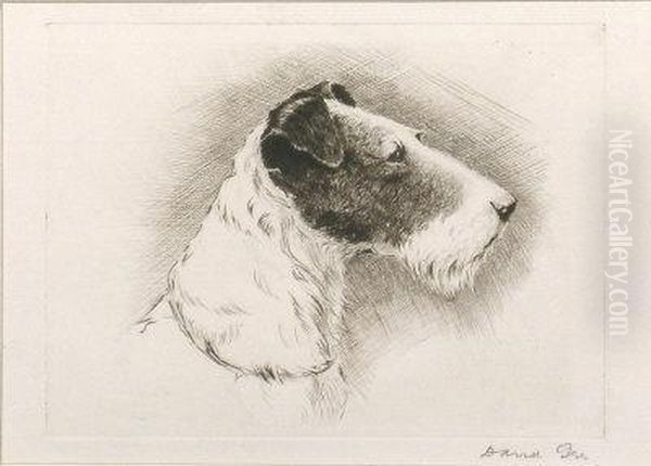 Study Of A Fox Terrier Oil Painting by David Gee