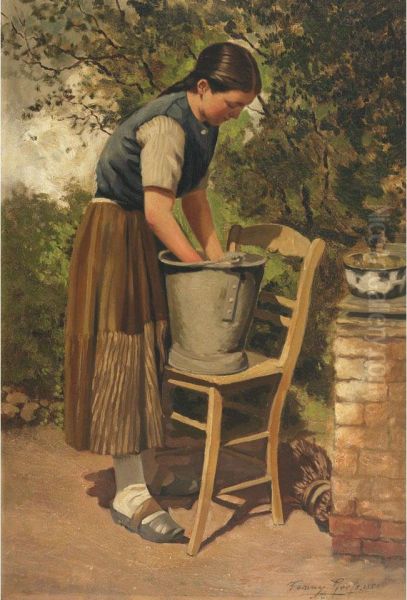 Washday Oil Painting by Fanny Geefs