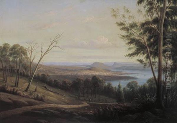 View Of Hobart Town Oil Painting by Geelmuyden Bull Knud