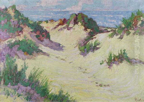 Dunes A La Panne Oil Painting by Herve Geerlandt