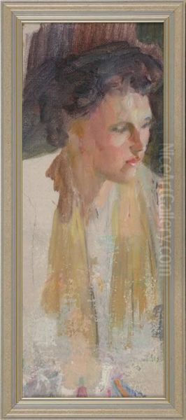 Frauenportrat Im Profil Oil Painting by Walter Geffcken