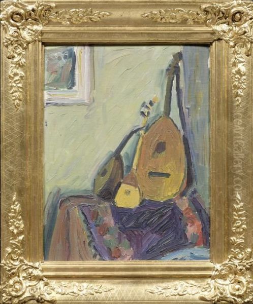 Still Life With Mandolins Oil Painting by Otto Geigenberger