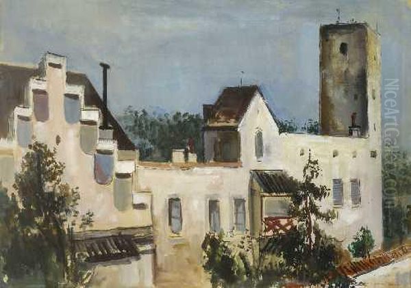 Schloss Grunwald; Blick Auf Basel; Brucke Oil Painting by Otto Geigenberger