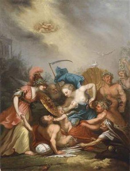 The Apotheosis Of An Ancient Hero Into The Pantheon Of The Gods Oil Painting by Conrad Geiger