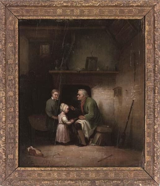 Prayers Before Bed Oil Painting by Jozef Geirnaert