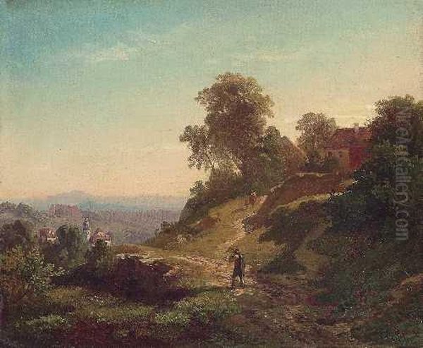 Landschaft Oil Painting by August Christian Geist