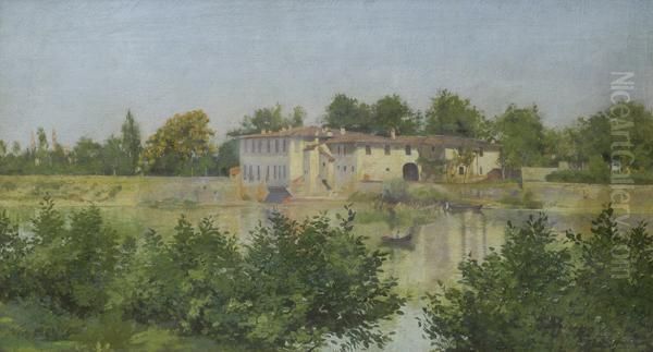 Cascina Sull'arno Oil Painting by Lorenzo Gelati