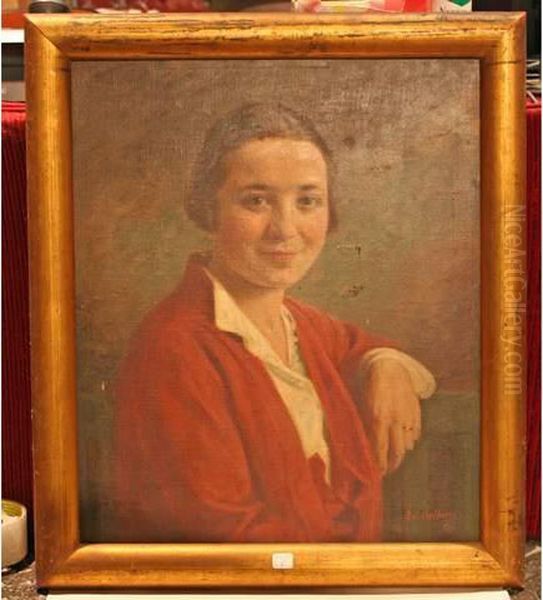 Portrait De Jeune Fille Huile Sur Toile Signee En Bas A Droite Oil Painting by Edouard Gelhay