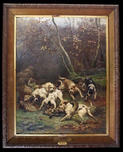 Prise D'un Renard Oil Painting by Jules Bertrand Gelibert