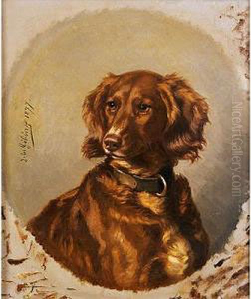 Setter Irlandes Oil Painting by Jules Bertrand Gelibert