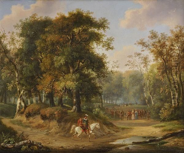 Henri De Navarre Sauvant La Vie De Charles Ix Lors D'une Chasse Oil Painting by Maximilien Lambert Gelissen