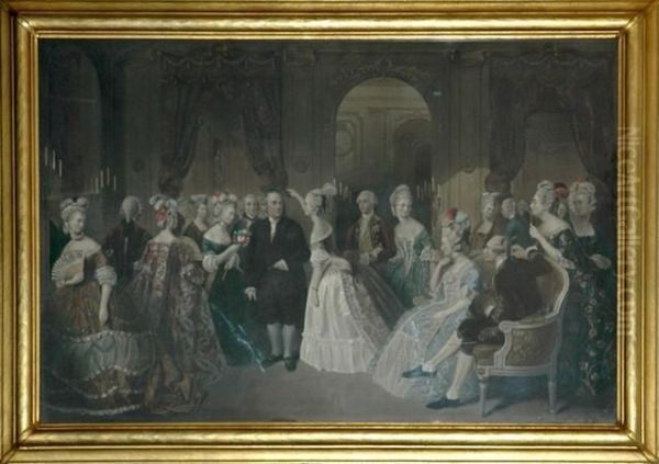 Benjamin Franklin At The Court Of France
Hand-colored Engraving. Oil Painting by William Overend Geller