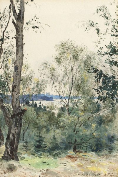 Utsikt Mot Bogesunds Slott Fran Hasseludden, Nacka Oil Painting by Albert Theodor Gellerstedt